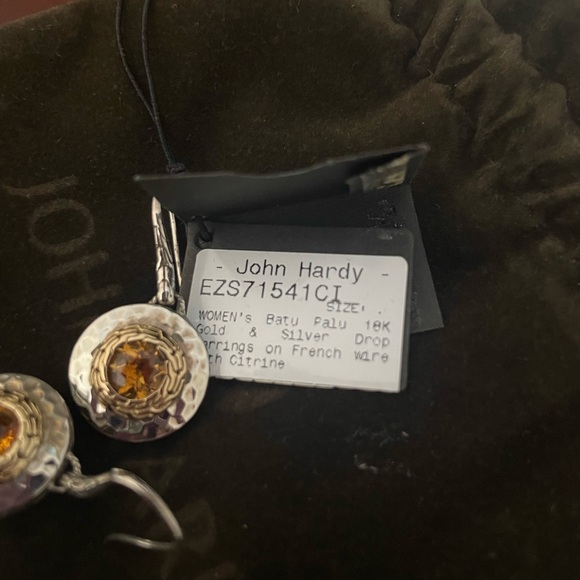John Hardy Batu Palu 18kt & Silver Citrine Drop Earrings - Picture 3 of 14